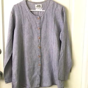 Flax linen top blue/grey